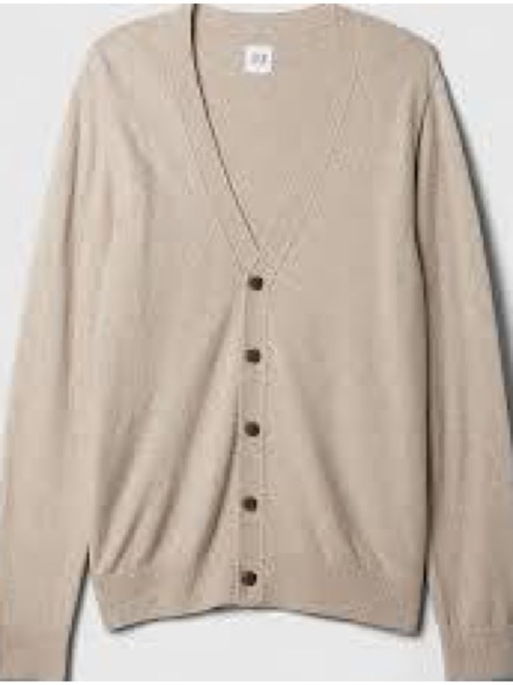 GAP Men's Cashsoft Cardigan Neutral Tan Button V-Neck Cardigan Medium